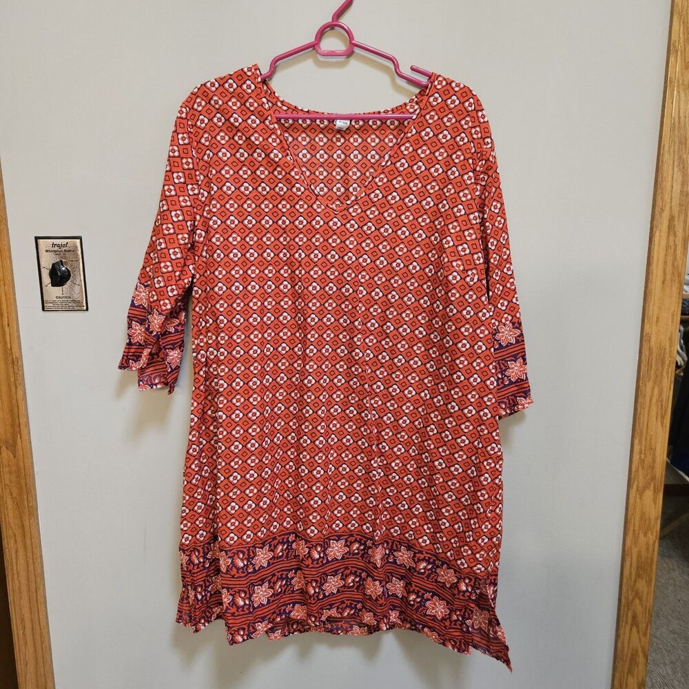 Old Navy Women's Swimsuit Cover-Up Size XL Orange White Floral